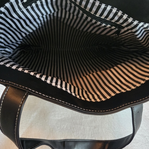 GIVENCHY Parfums Nylon Tote Bag Faux Leather Straps Striped Interior NWOT - Picture 7 of 12